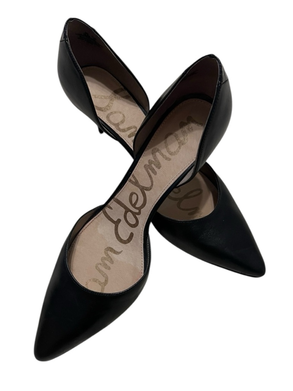 Sam Edelman Black Leather Opal d'Orsay Pointed Toe Pumps Size 10.5 Classic